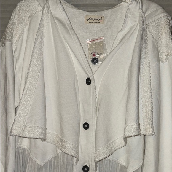 FP White Hooded Button-Up Dress with Lace Details - Picture 9 of 16